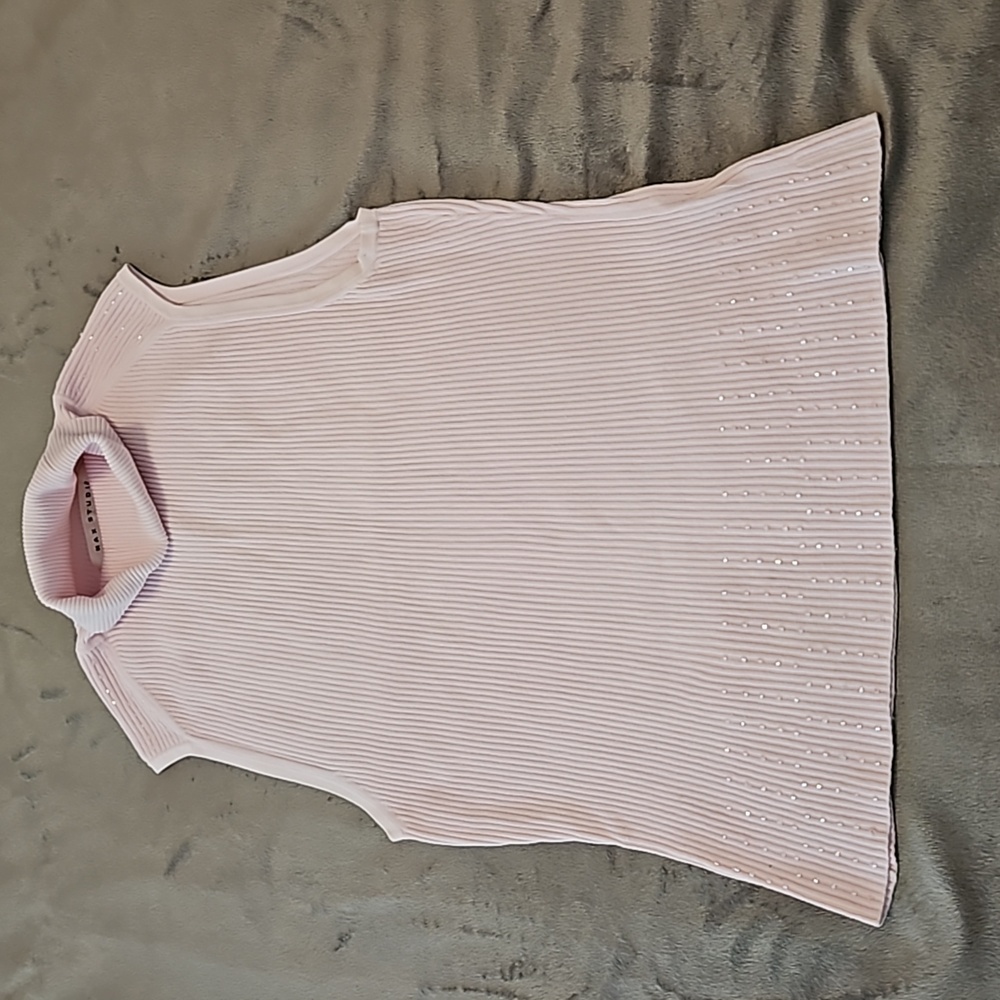 MAX studio, pink beaded sweater, M